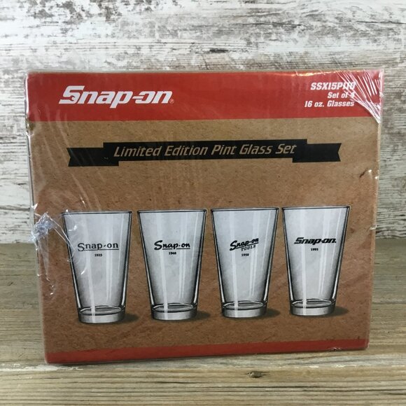 Snap-On Tools Pint Glass Set of 4 – Limited Edition 16 oz SSX15P110 – NIB - Picture 1 of 8